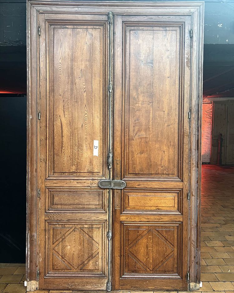 Double porte avec bâti en chêne 175,5×290 cm