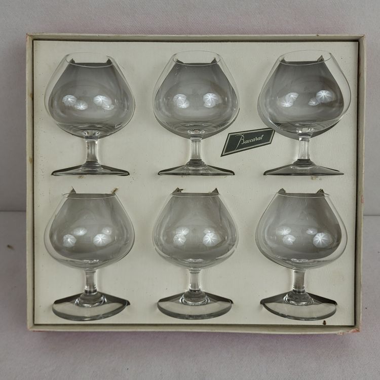 Set of 6 Baccarat crystal cognac glasses