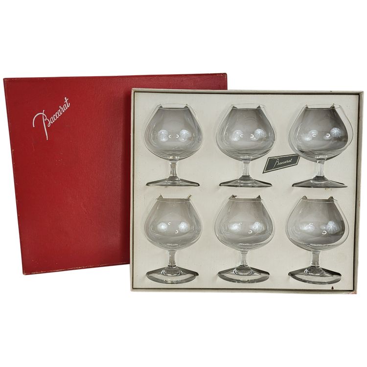 Set of 6 Baccarat crystal cognac glasses