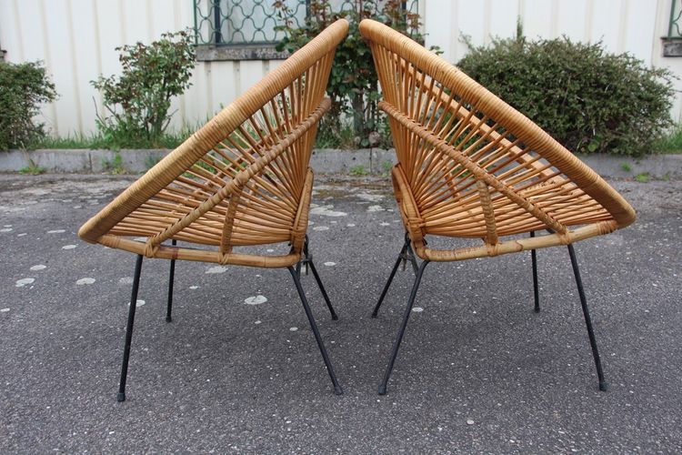 Salon Rattan Attributed To Janine Abraham Modèle Soleil