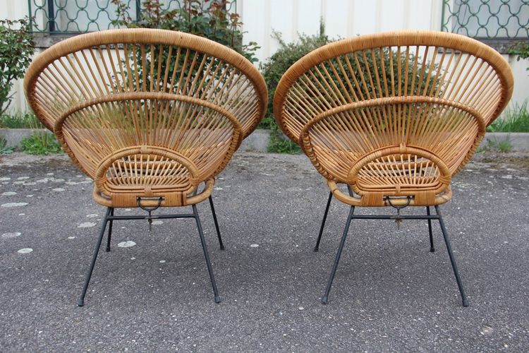 Salon Rattan Attributed To Janine Abraham Modèle Soleil