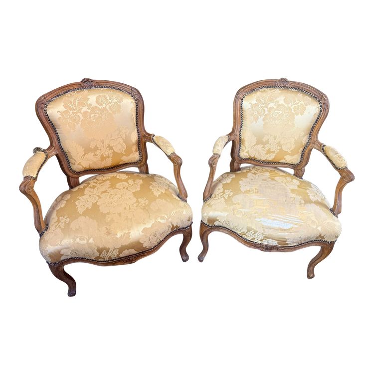PAIR OF CABRIOLETS LOUIS XV - 18th century, stamped Guillaume BOUCAULT