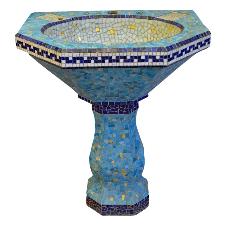 Ancien Lavabo à Décor De Mosaïque Circa 1900/1930