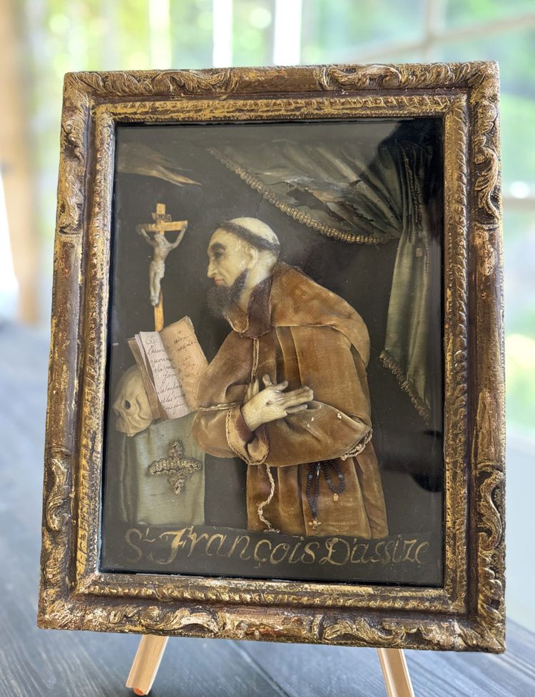 Saint François D'assise - Dressed wax - 18th century