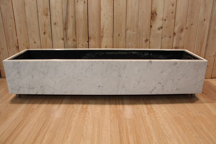 Large 1960's Style Knoll Marble And Steel Planter Brush