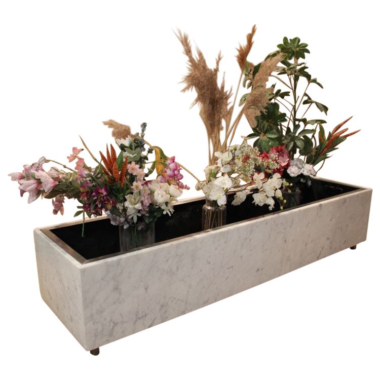 Large 1960's Style Knoll Marble And Steel Planter Brush