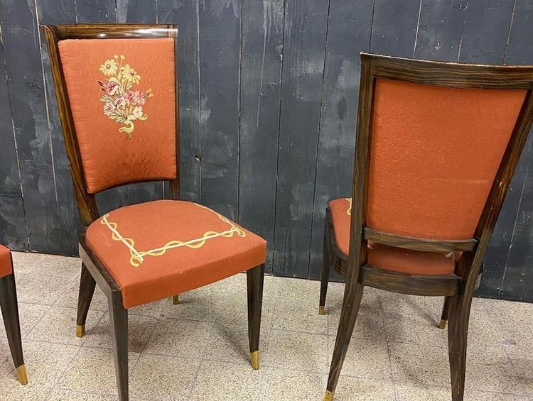 Baptistin Spade, rara suite di 8 sedie Art Déco con arazzo 1930/1940 circa