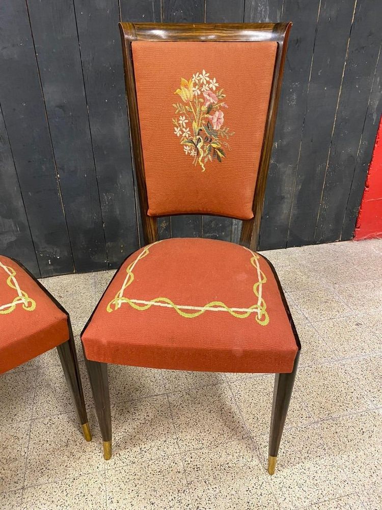 Baptistin Spade, rara suite di 8 sedie Art Déco con arazzo 1930/1940 circa