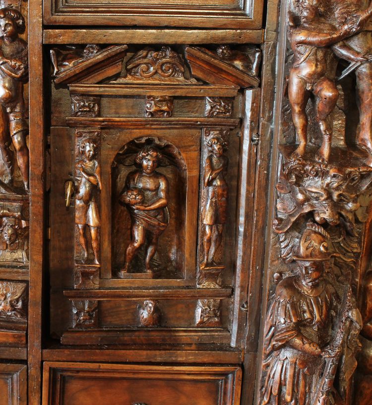 Genoese Cabinet Called Stipo From The Renaissance Period In Walnut - 16th Century