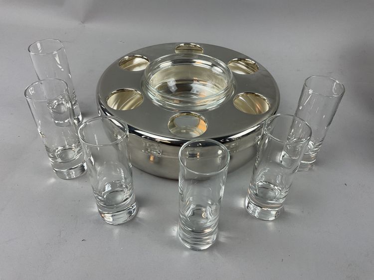 Silver-plated vodka and caviar set