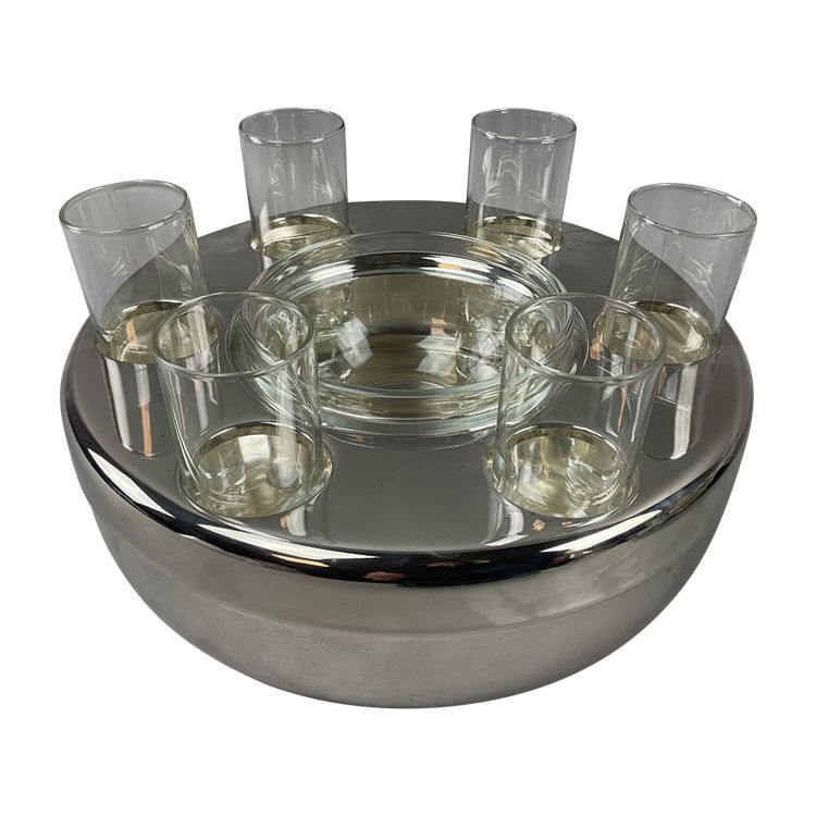 Silver-plated vodka and caviar set