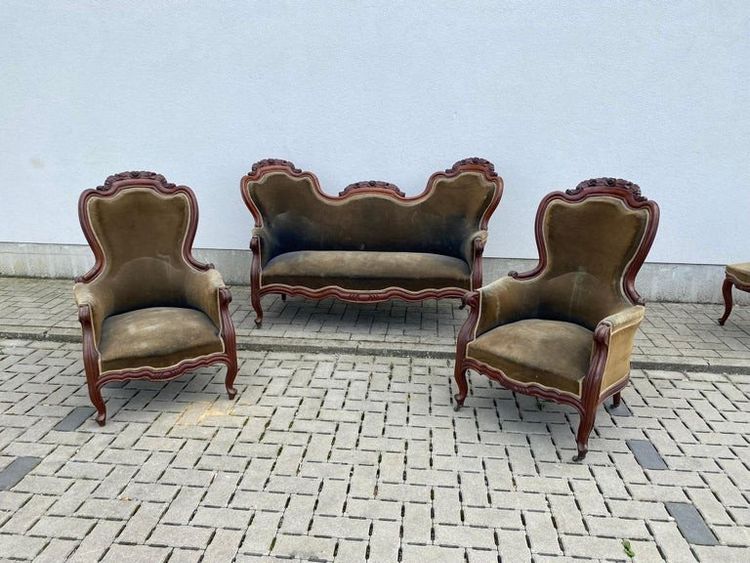 Important Salon Louis-philippe En Acajou Composé De 12 Chaises, 2 Fauteuils Et Un Canapé