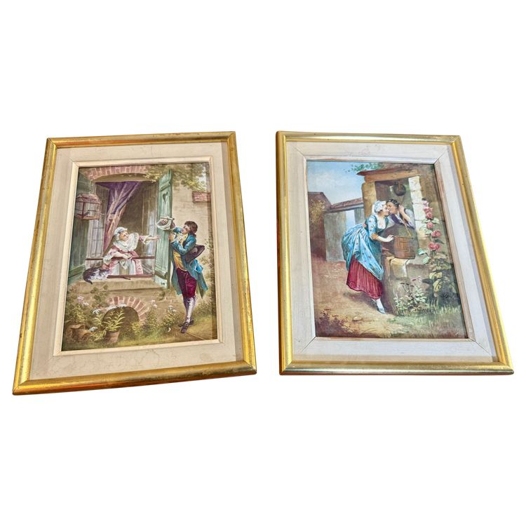 PAIR OF PORCELAIN TABLES 19th century signed E.DARTAN