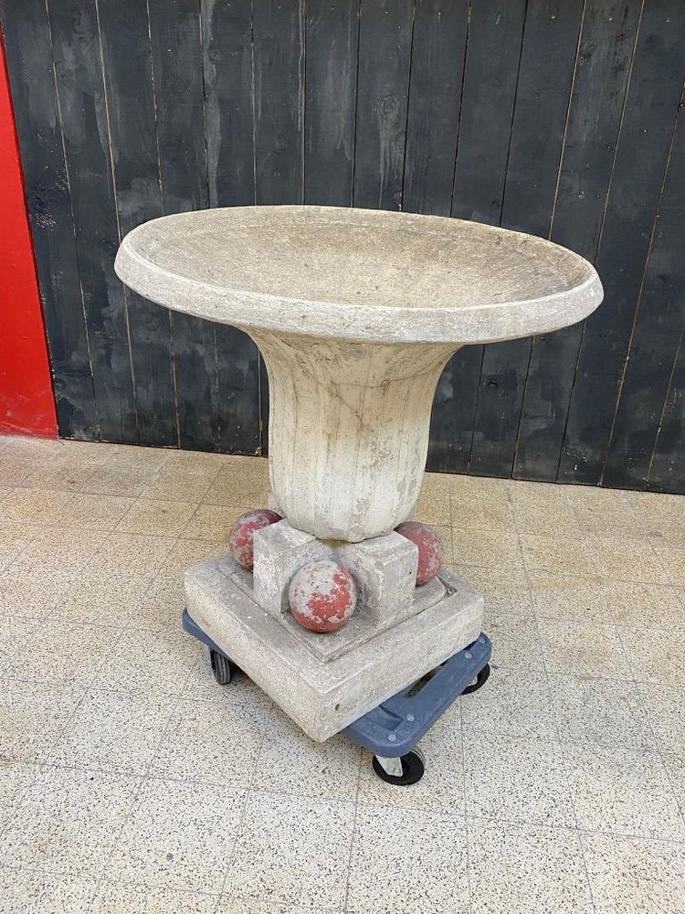 1 Grande bacino da giardino in cemento Art Déco 1930 circa