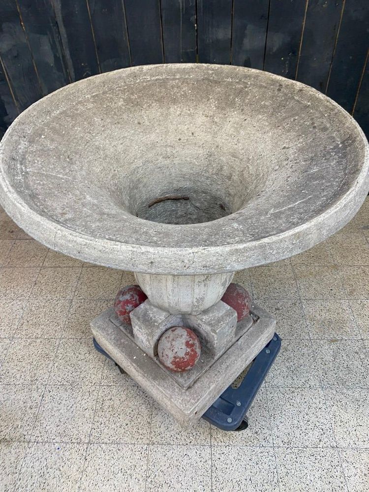 1 Grande bacino da giardino in cemento Art Déco 1930 circa