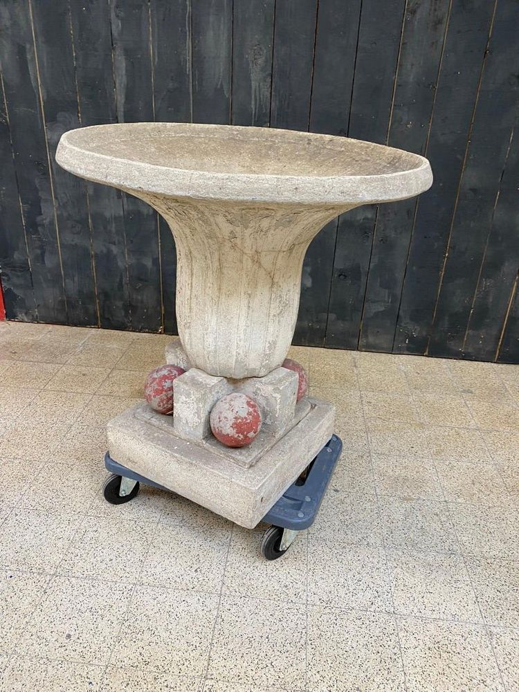 1 Grande bacino da giardino in cemento Art Déco 1930 circa