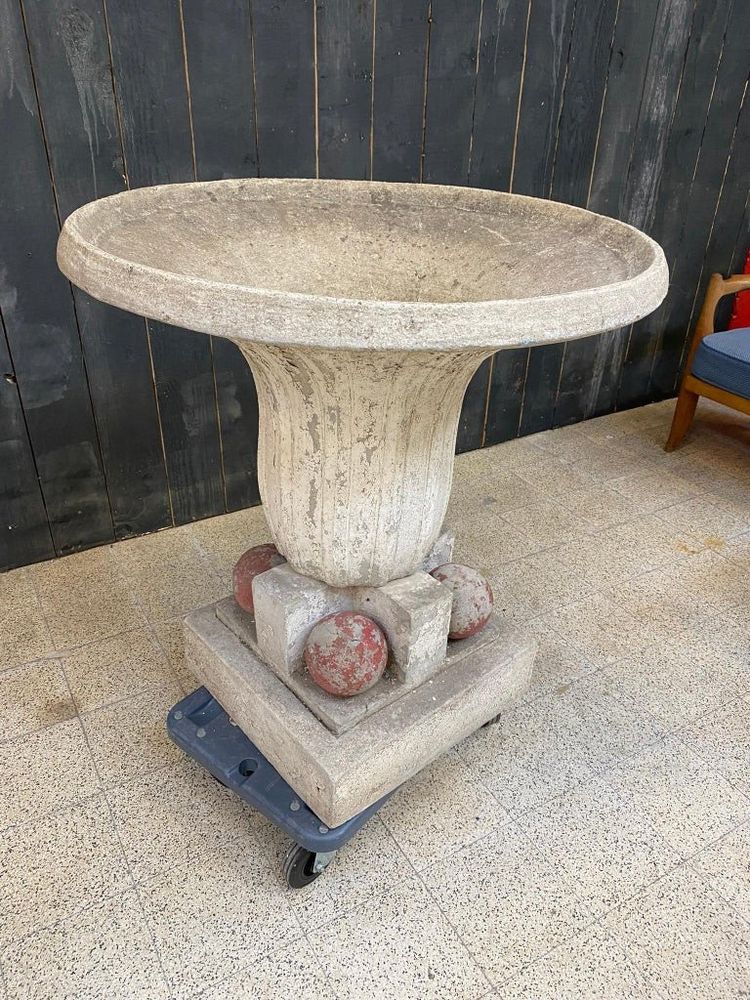 1 Grande bacino da giardino in cemento Art Déco 1930 circa