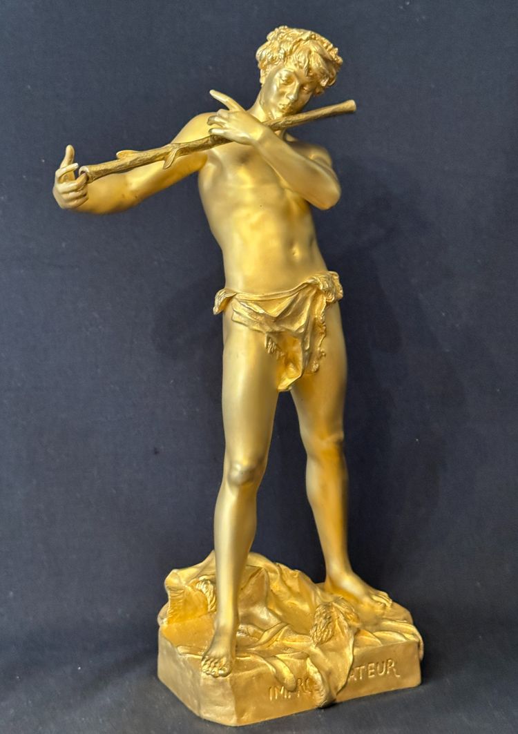 Scultura in bronzo dorato - Félix Charpentier "L'improvisateur" - Colin et Cie