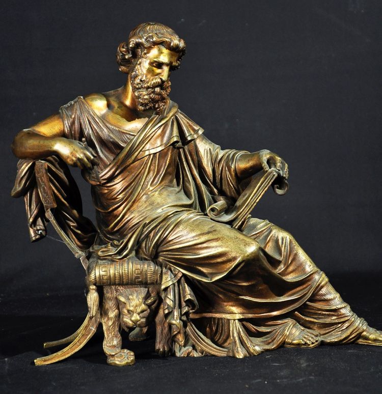 Amédée-Donatien Doublemard Bronzeskulptur Sokrates XIXᵉ Jahrhundert