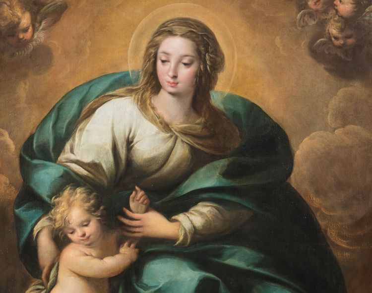 Carlo Francesco Nuvolone (Milan, 1609 - 1662) "Vierge à l'enfant"