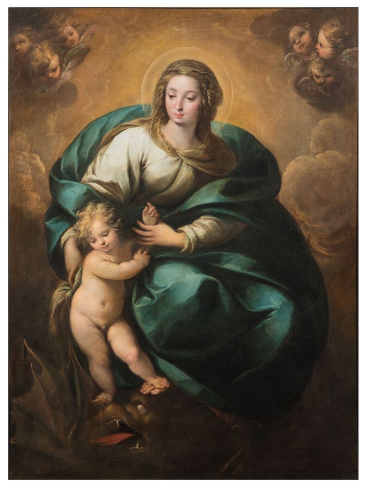 Carlo Francesco Nuvolone (Milan, 1609 - 1662) "Vierge à l'enfant"