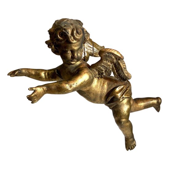 Angelot En Bois Doré, Fin XIXe Siècle