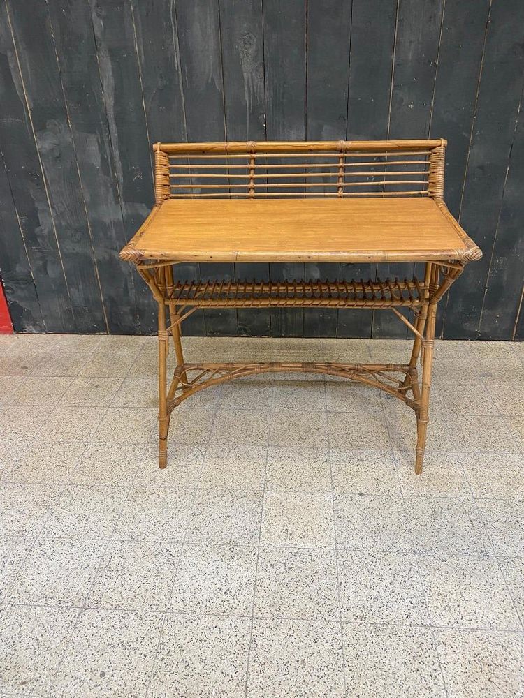Kleiner Schreibtisch, Oder Desserte Aus Bambus Im Stil Von louis Sognot, Circa 1950/1960