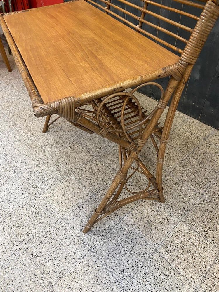 Kleiner Schreibtisch, Oder Desserte Aus Bambus Im Stil Von louis Sognot, Circa 1950/1960