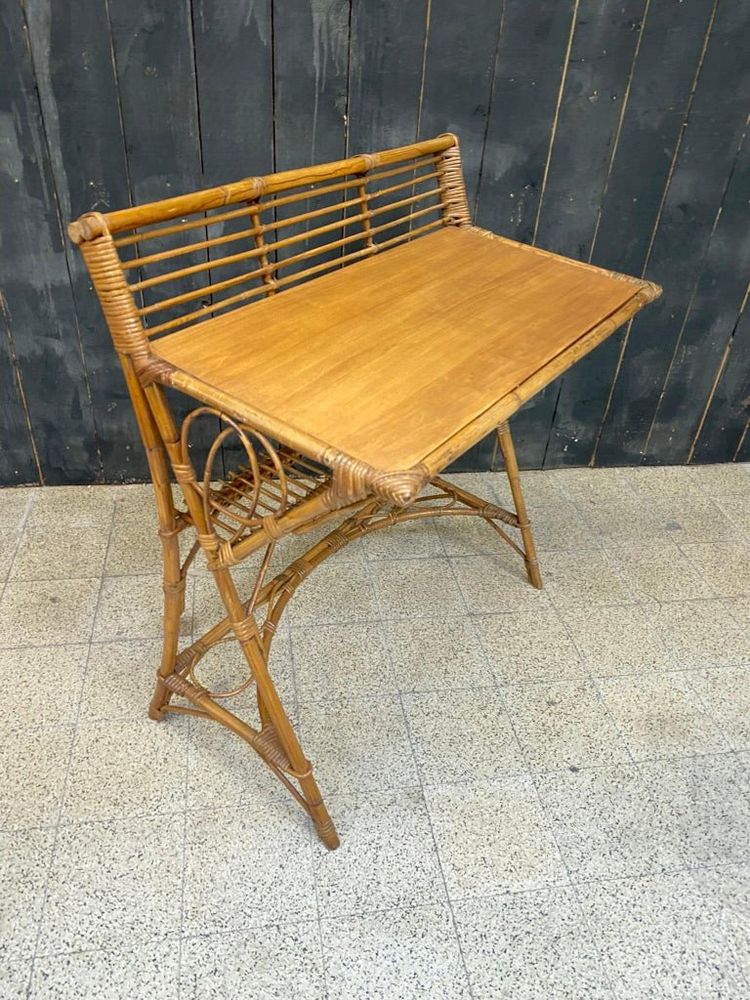 Kleiner Schreibtisch, Oder Desserte Aus Bambus Im Stil Von louis Sognot, Circa 1950/1960