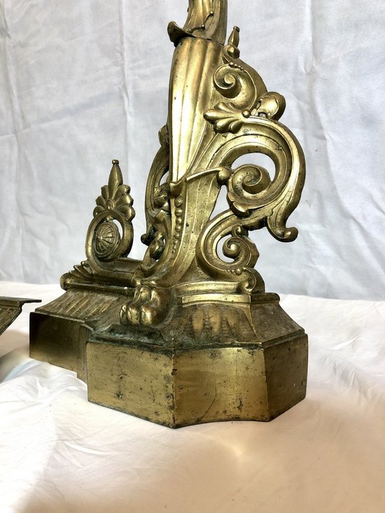 Pare-feu Et Chenets En Bronze, XIXe Siècle