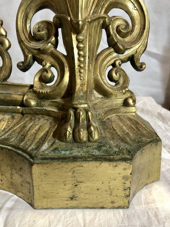 Pare-feu Et Chenets En Bronze, XIXe Siècle