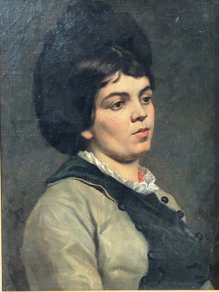 Portrait De Femme Au Collier De Corail Huile Sur Toile XIXéme 