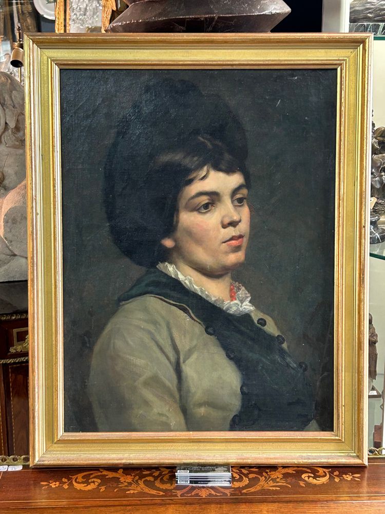 Portrait De Femme Au Collier De Corail Huile Sur Toile XIXéme 