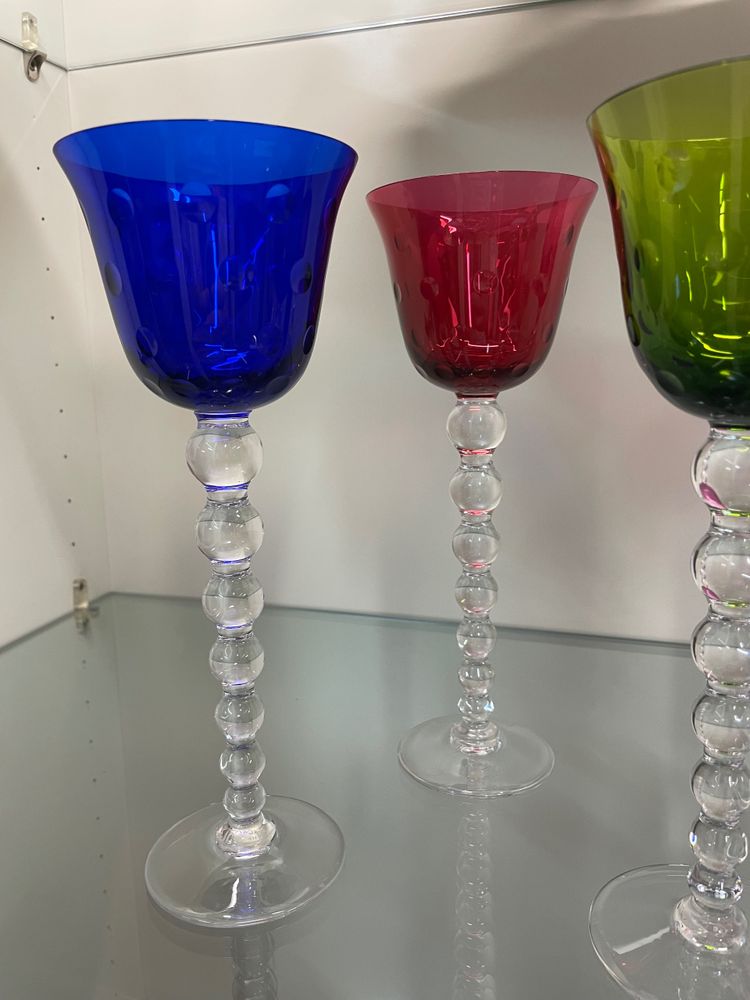 Saint Louis Model Bubbles - 4 Roemers Colored Crystal Glasses H: 24,5 Cm