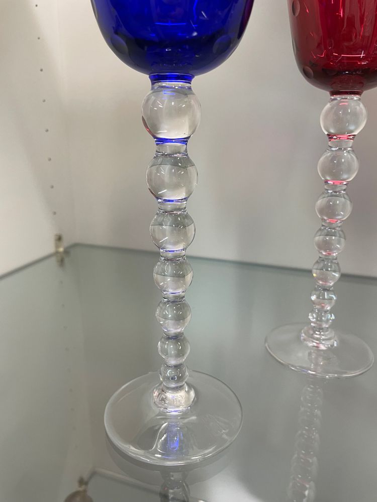 Saint Louis Model Bubbles - 4 Roemers Colored Crystal Glasses H: 24,5 Cm