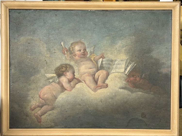 Allegoria musicale della scuola francese del XIX secolo - Amours Putti nello spirito di F. Boucher