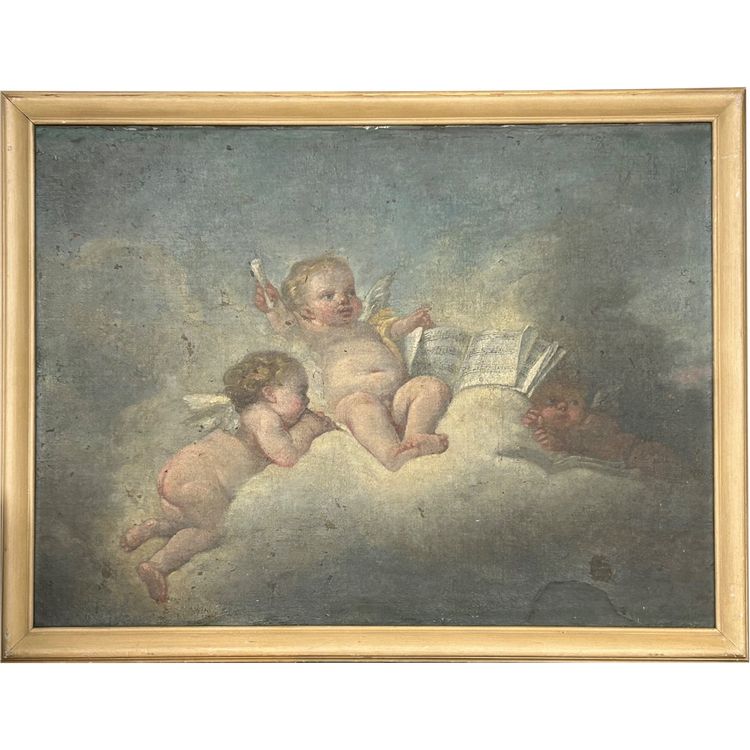 Allegoria musicale della scuola francese del XIX secolo - Amours Putti nello spirito di F. Boucher