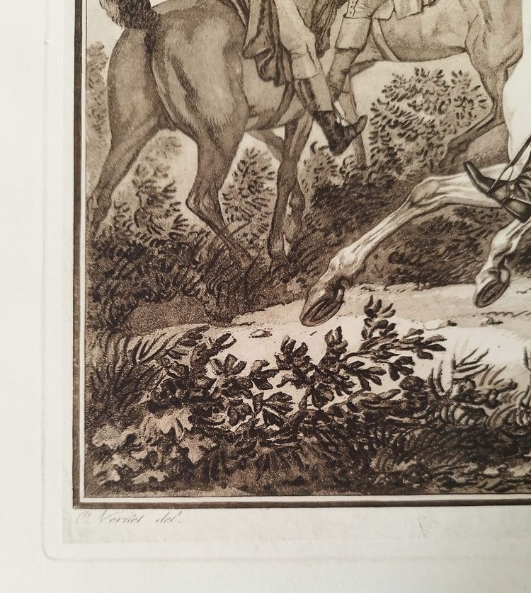Gravure De Chasse Par Debucourt d'Après Carle Vernet 19ème