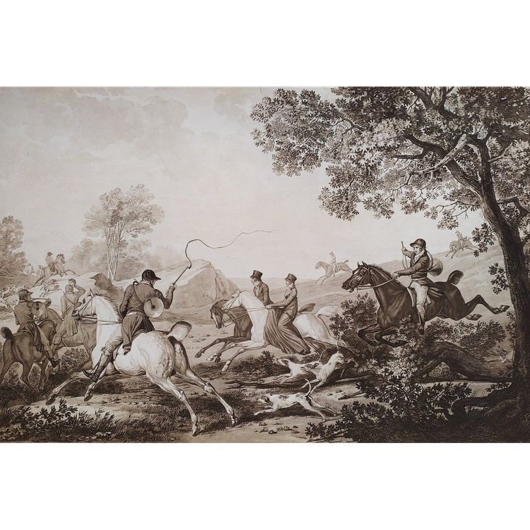Gravure De Chasse Par Debucourt d'Après Carle Vernet 19ème
