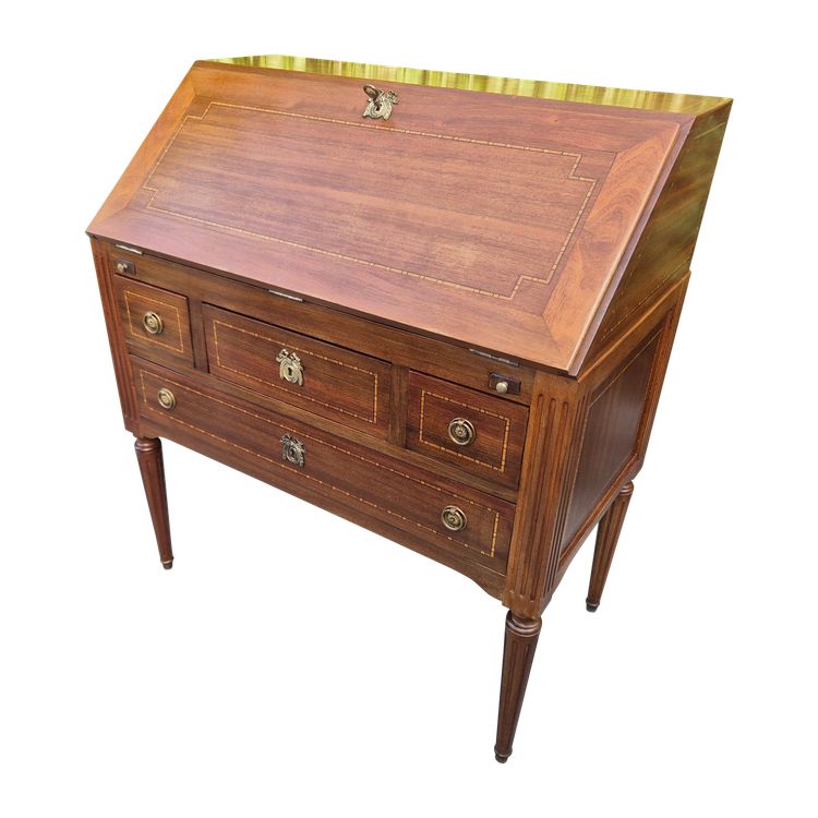 Bureau de pente en marqueterie style Louis XVI
