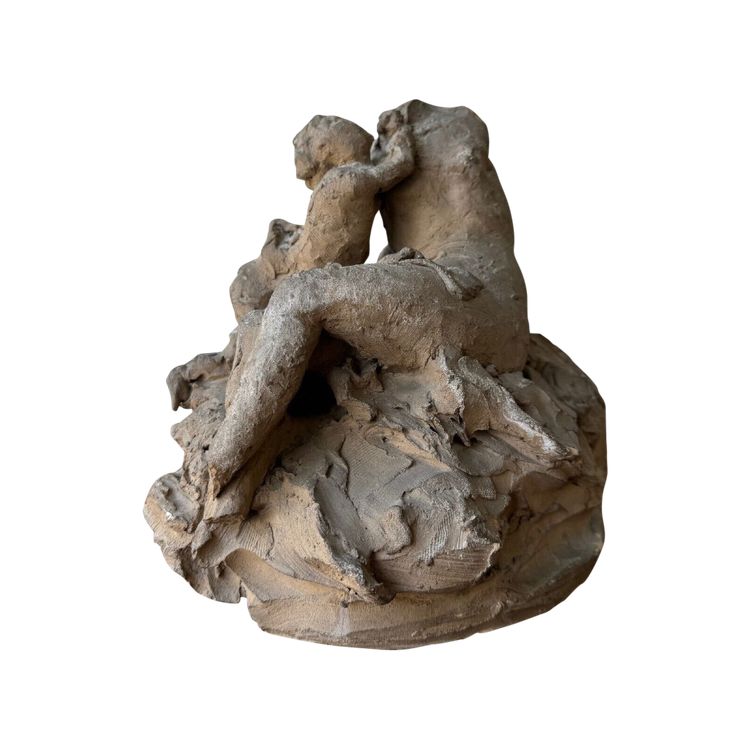 Calco in gesso di laboratorio di Ch. Filleul, bambino che abbraccia una donna nuda, XX secolo