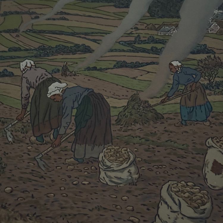 Lithographie par Henri Rivière Au Vent de Noroît - Le Travail des Champs