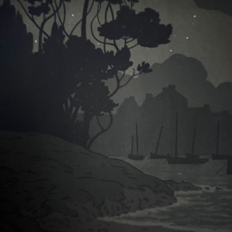 Litografia di Henri Rivière La magia delle ore - La notte