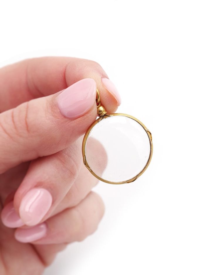 Victorian French 18k gold locket pendant, sentimental round photo holder, souvenir jewelry