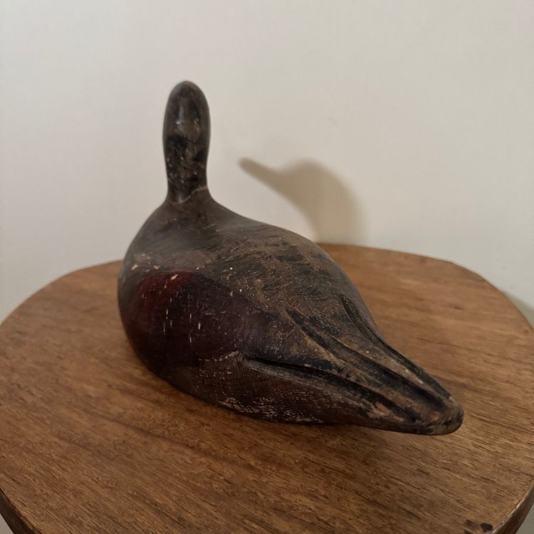 Richiamo per anatre in legno policromo, arte popolare del XX secolo