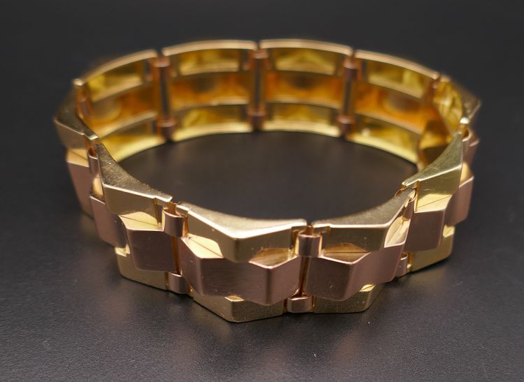 Bracelet Tank En Or Rose Et Or Jaune 18 Carats.
