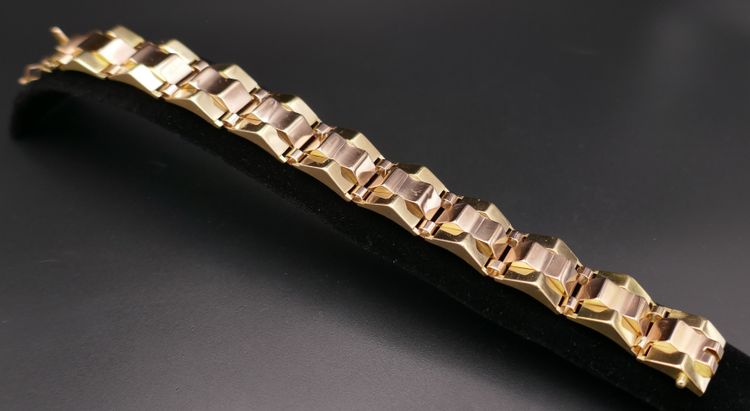 Bracelet Tank En Or Rose Et Or Jaune 18 Carats.