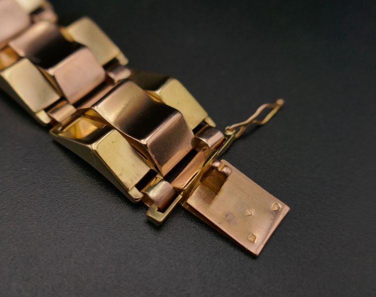Bracelet Tank En Or Rose Et Or Jaune 18 Carats.