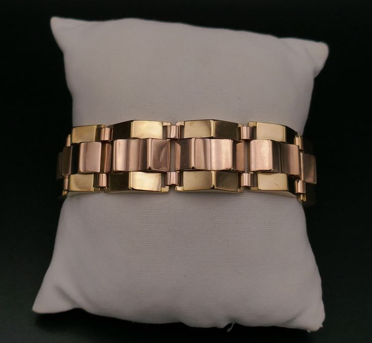 Bracelet Tank En Or Rose Et Or Jaune 18 Carats.