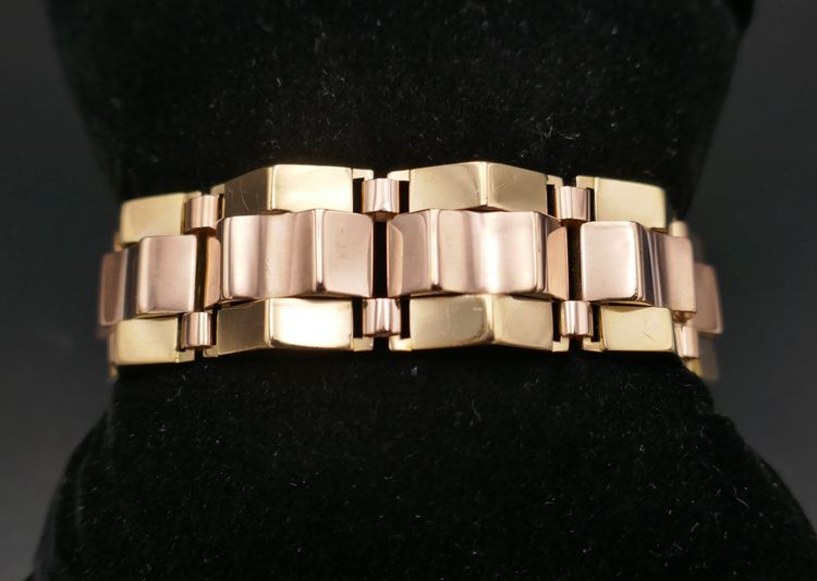 Bracelet Tank En Or Rose Et Or Jaune 18 Carats.